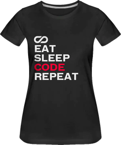 Female T-shirt "Eat-Sleep-Code-repeat"